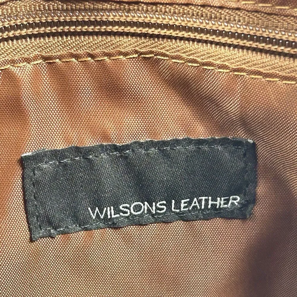 Wilson Leather Messenger Bag Brown Crossbody Tablet Snap Adjustable Pockets